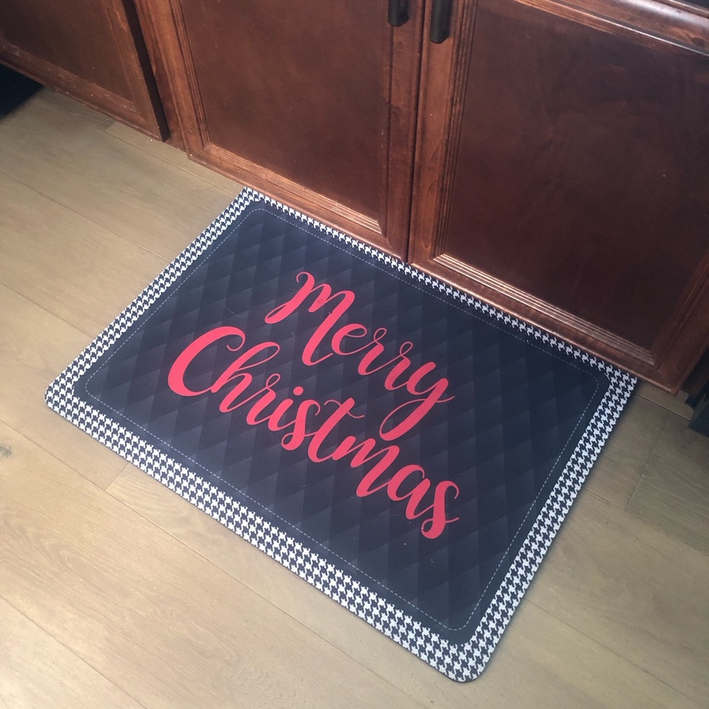 Festive Merry Christmas Kitchen Mat- Red and Black